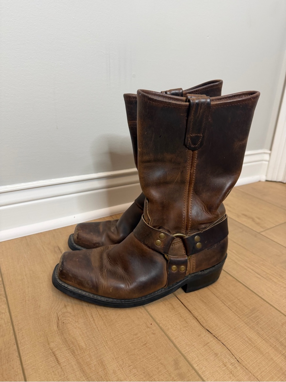 VTG Santa Fe Boot Co Brown Leather Harness Motorcycle Boots Men 10 Women 11.5